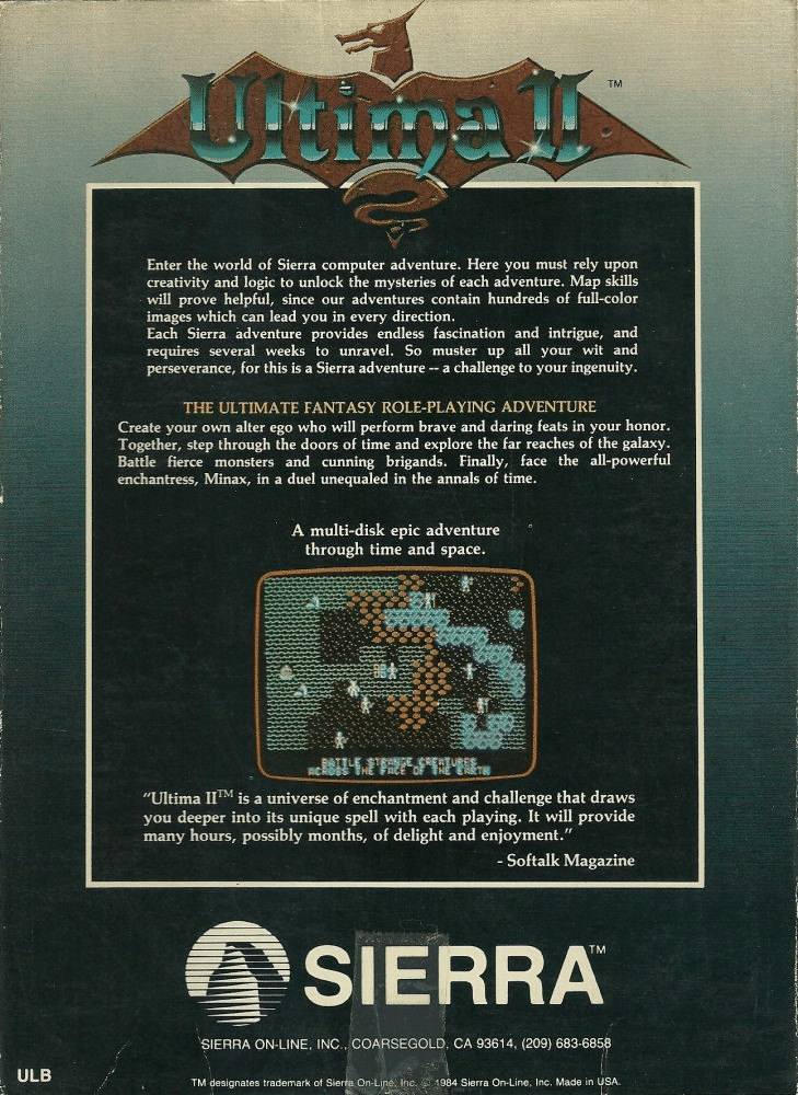 Ultima II Revenge of the Enchantress box art for Commodore 64